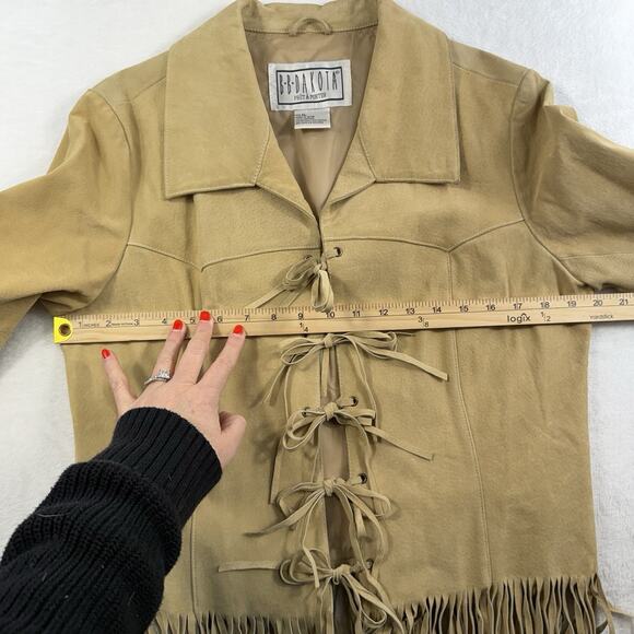 BB Dakota Camel Fringe Leather Jacket - Picture 8 of 14